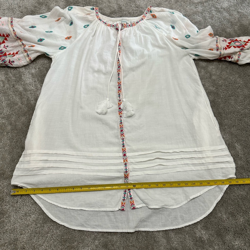 Sundance White Dress Tunic with Colorful Geometric Tribal Embroidery Boho Large - Picture 11 of 13